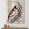 Designart - Vintage Beautiful Bird On A Branch - Traditional Print on Natural Pine Wood